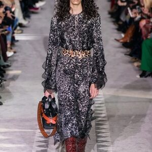 NEW LONGCHAMP BLACK WHITE RUNWAY DRESS SZ 36